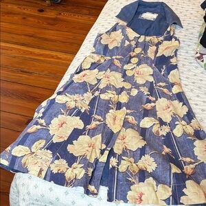 Anthropologie Blue and Yellow Patterned Garment